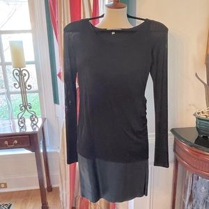 Lavender Brown Leatherette and Jersey Black Dress - Size XS